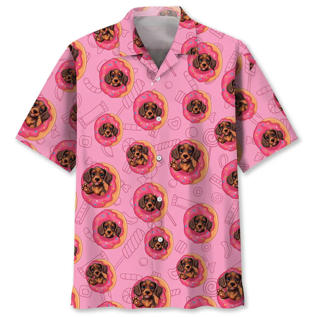 Dachshund Donut Hawaiian Shirt For Animal Lovers, Beach Travel, And Casual Summer Style
