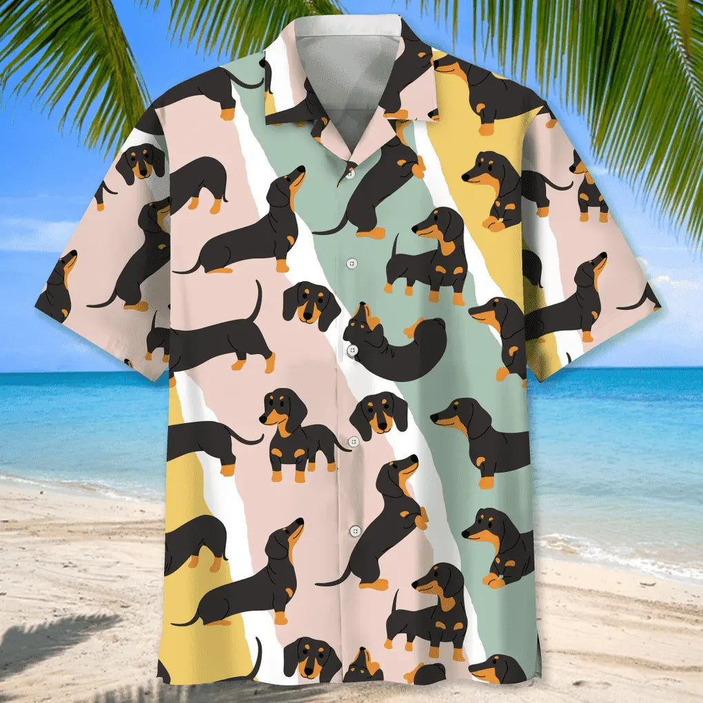 Funny Dachshund Hawaii Hawaiian Shirt For Island Vacations, Resort Wear, And Relaxed Seasonal Style