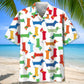 Funny Dachshund Hawaii Hawaiian Shirt For Coastal Travel, Casual Events, And Comfortable Summer Wear