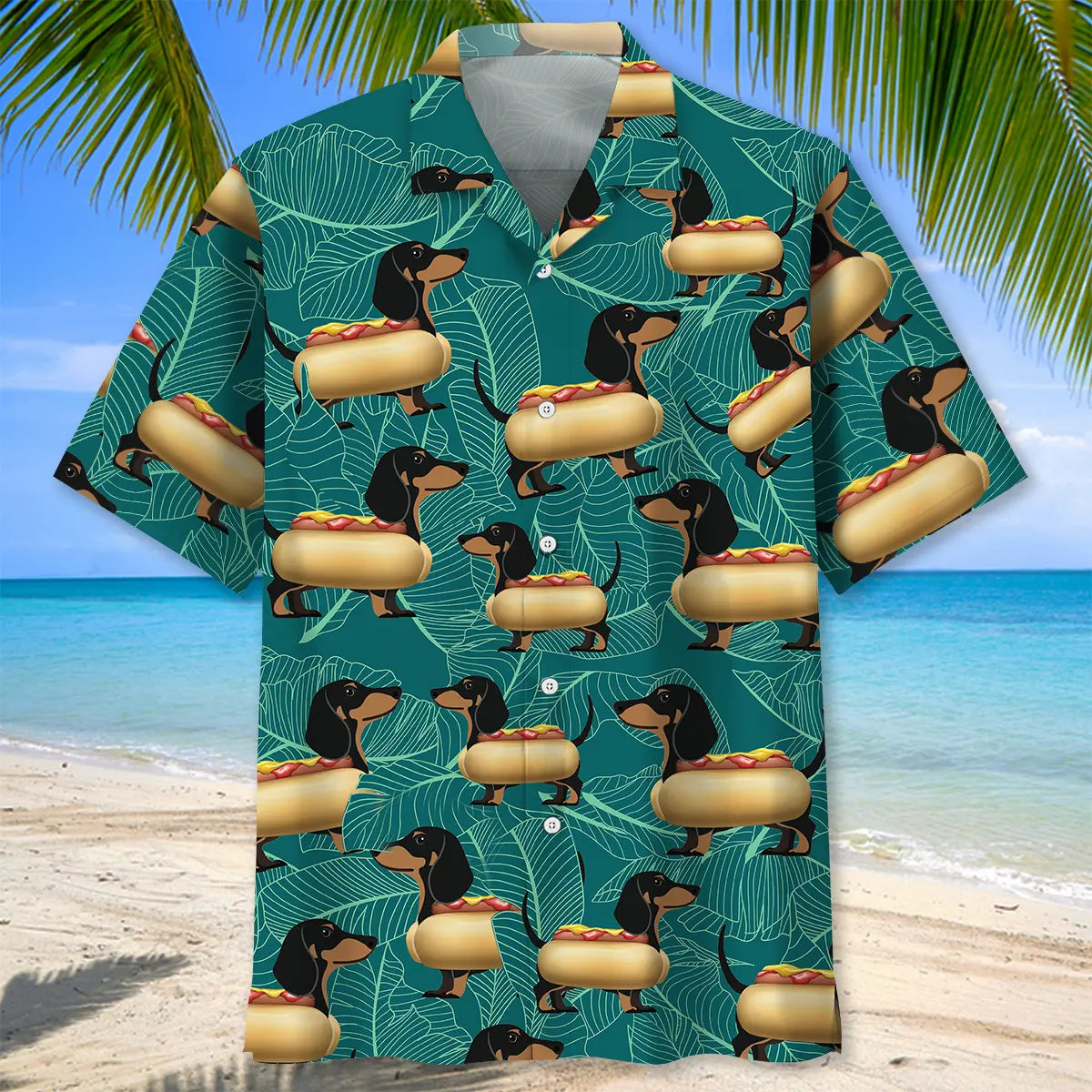 Dachshund Hot Dog Hawaiian Shirt For Tropical Holidays, Outdoor Gatherings, And Everyday Comfort