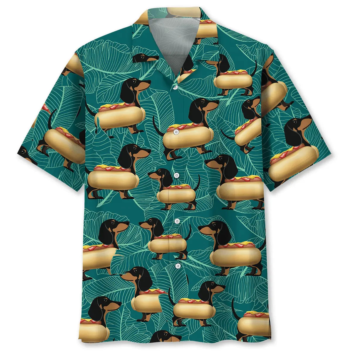Dachshund Hot Dog Hawaiian Shirt For Tropical Holidays, Outdoor Gatherings, And Everyday Comfort