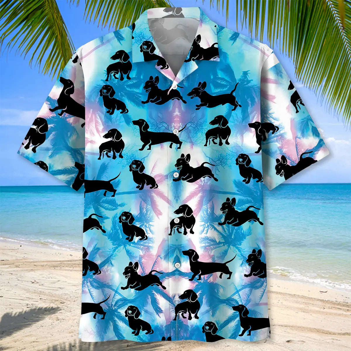 Neon Tropical Dachshund Hawaiian Shirt For Island Vacations, Weekend Events, And Relaxed Everyday Outfits