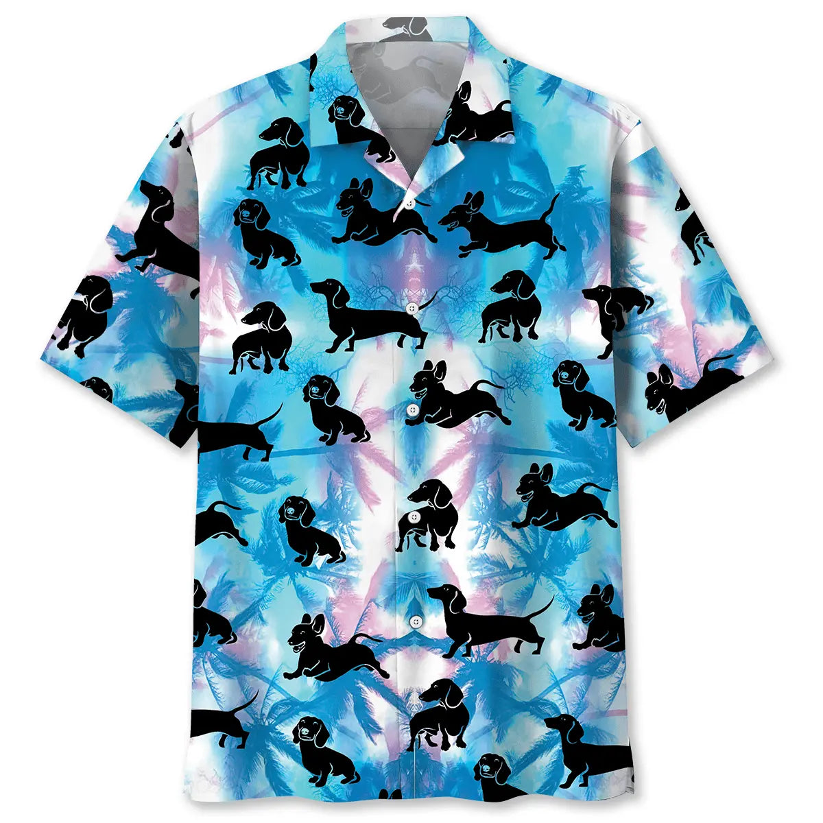 Neon Tropical Dachshund Hawaiian Shirt For Island Vacations, Weekend Events, And Relaxed Everyday Outfits