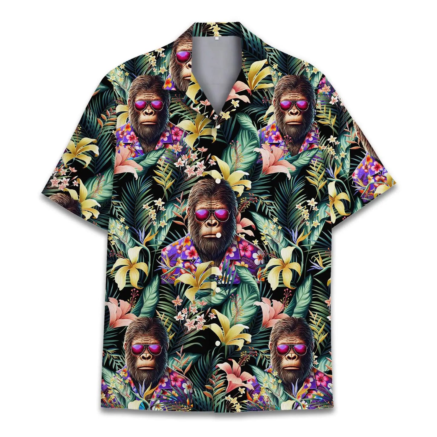 Tropical Island Bigfoot Aloha Hawaiian Shirt For Coastal Getaways, Outdoor Gatherings, And Thoughtful Gift Giving