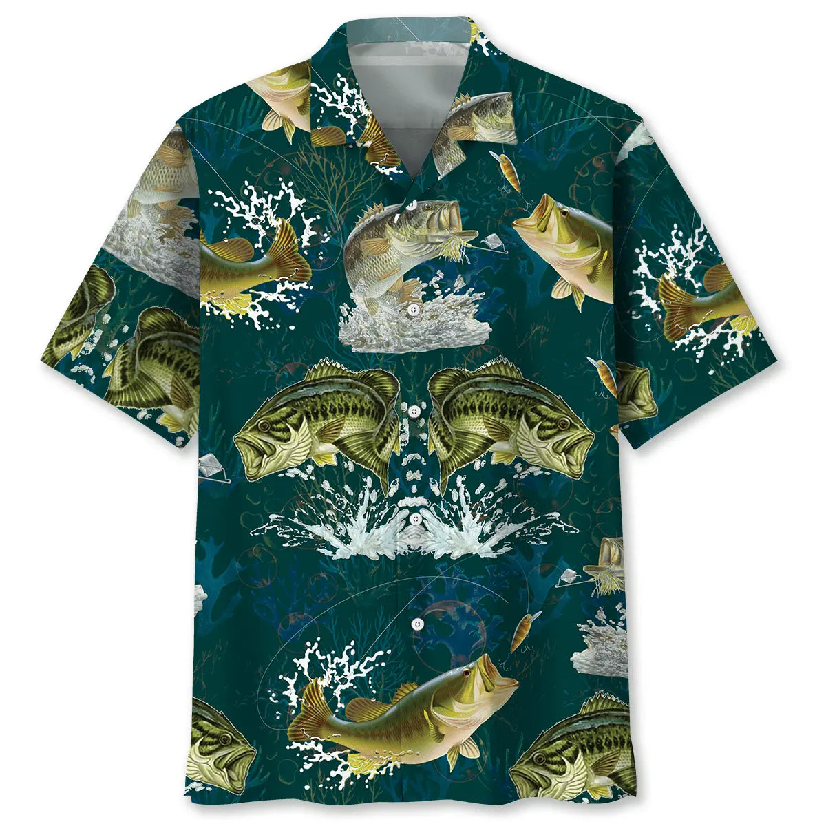 Dark Green Fishing Hawaiian Shirt For Beach Days, Summer Outings, And Thoughtful Gift Giving