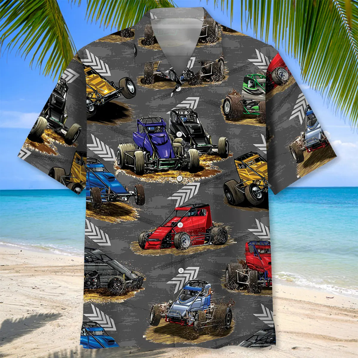 Dark Quarter Midget Car Racing Hawaiian Shirt For Motorsport Events, Beach Travel, And Thoughtful Gift Giving