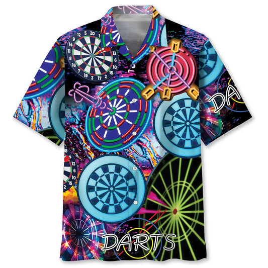 Neon Dart Hawaiian Shirt For Resort Trips, Coastal Parties, And Warm Weather Style