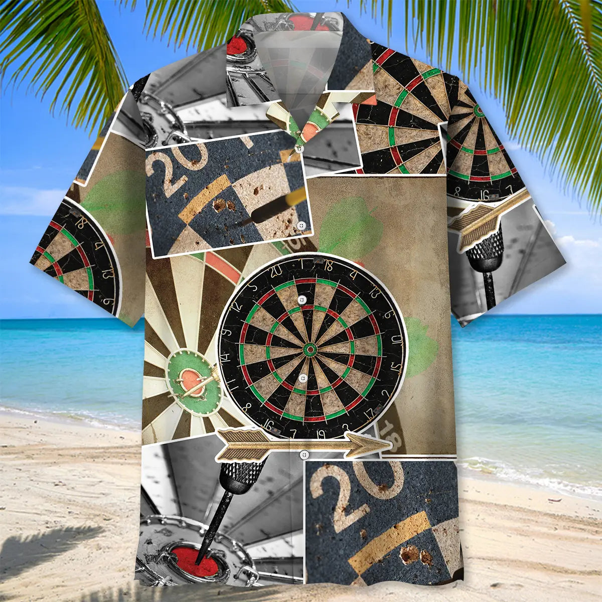 Retro Creative Dart Hawaiian Shirt For Coastal Travel, Casual Events, And Comfortable Summer Wear