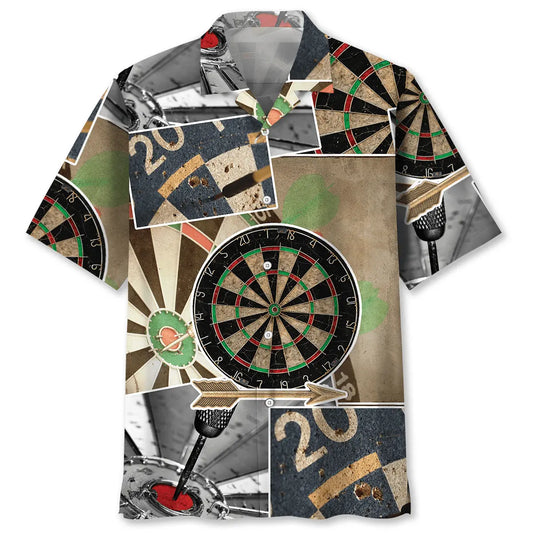 Retro Creative Dart Hawaiian Shirt For Coastal Travel, Casual Events, And Comfortable Summer Wear