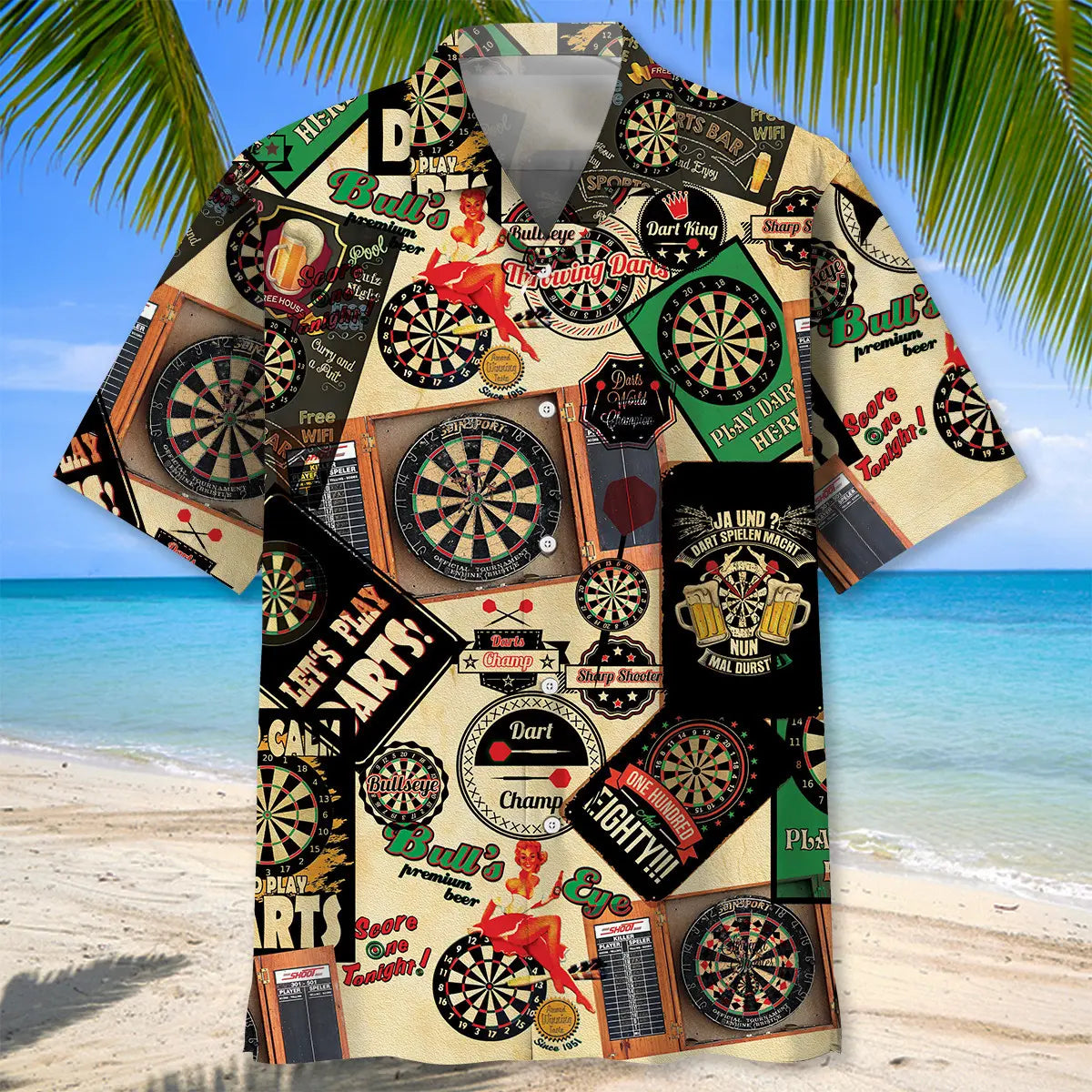 Vintage Darts Hawaiian Shirt For Coastal Travel, Casual Events, And Comfortable Summer Wear