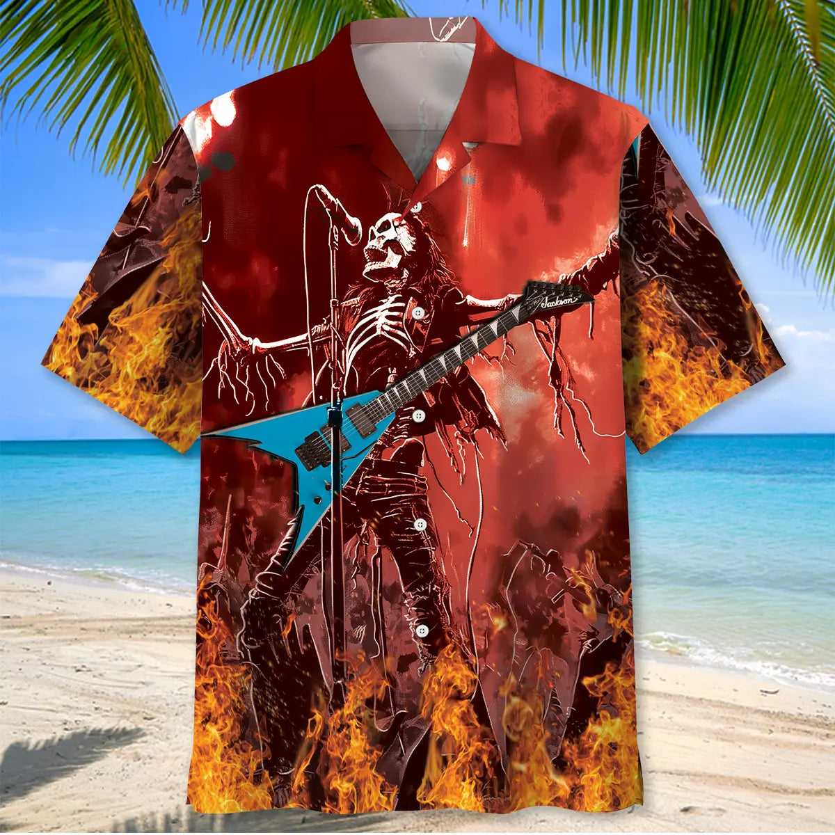 Gothic Rock Music Hawaiian Shirt For Festival Travel, Beach Gatherings, And Relaxed Summer Style