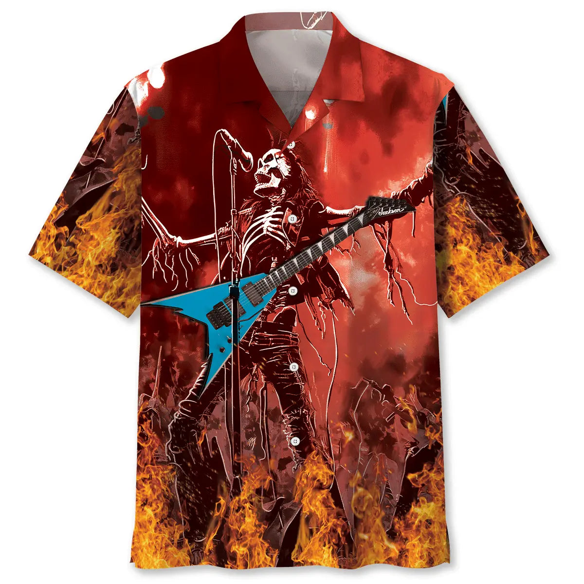 Gothic Rock Music Hawaiian Shirt For Festival Travel, Beach Gatherings, And Relaxed Summer Style