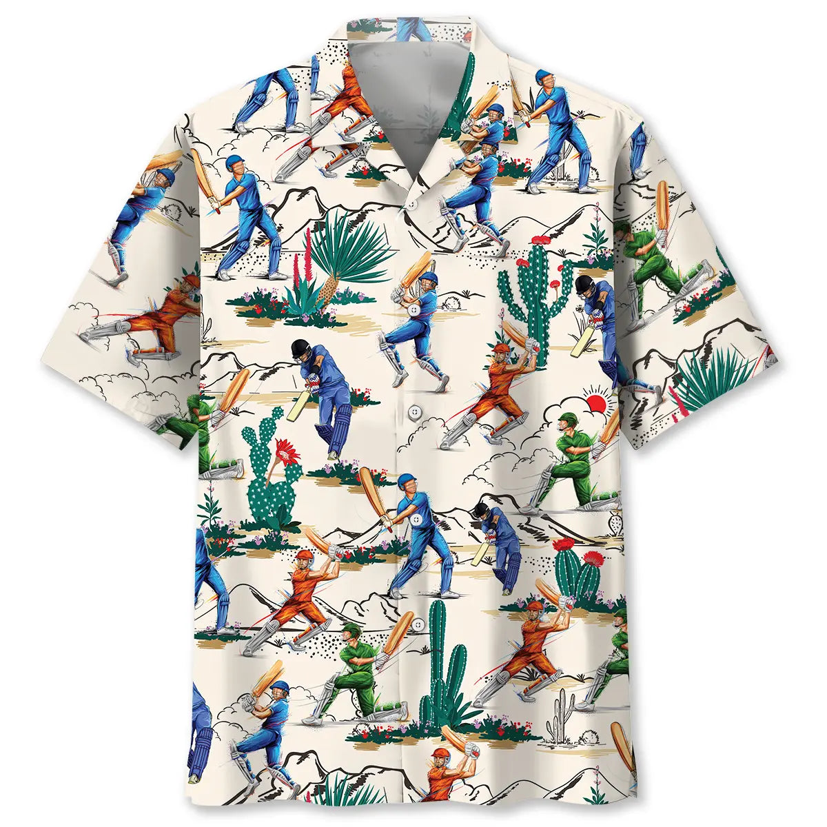 Colorful Desert Cricket Hawaiian Shirt For Active Holidays, Resort Trips, And Warm Weather Gatherings