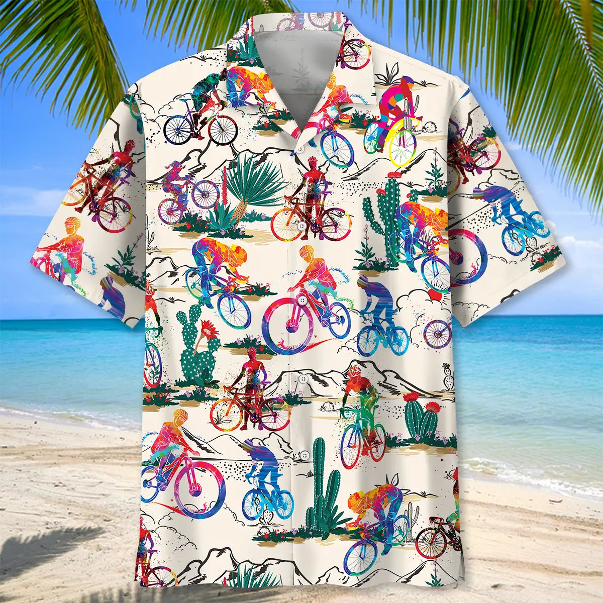 Desert Cycling Hawaiian Shirt For Tropical Holidays, Outdoor Gatherings, And Everyday Comfort