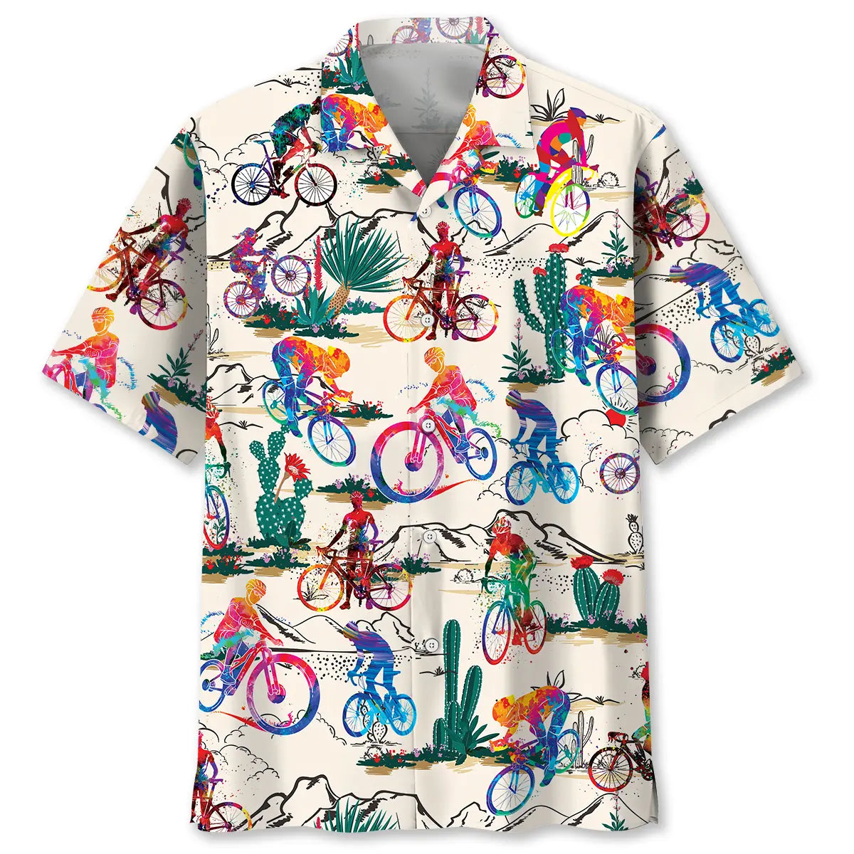Desert Cycling Hawaiian Shirt For Tropical Holidays, Outdoor Gatherings, And Everyday Comfort