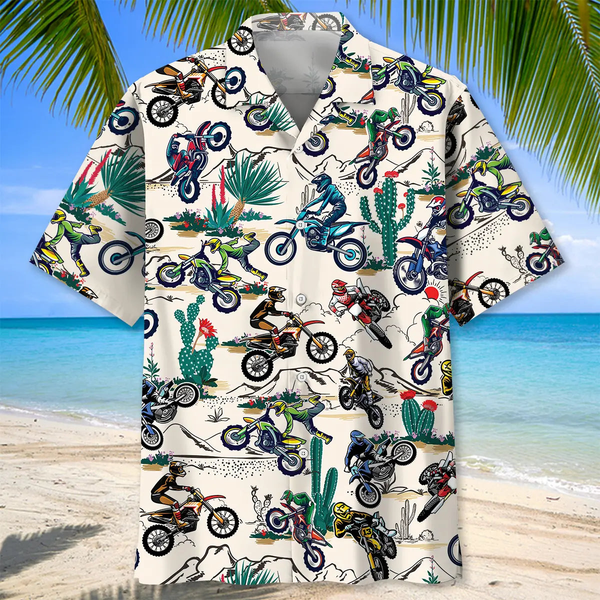 Desert Dirt Bike Racing Hawaiian Shirt For Beach Days, Summer Outings, And Thoughtful Gift Giving