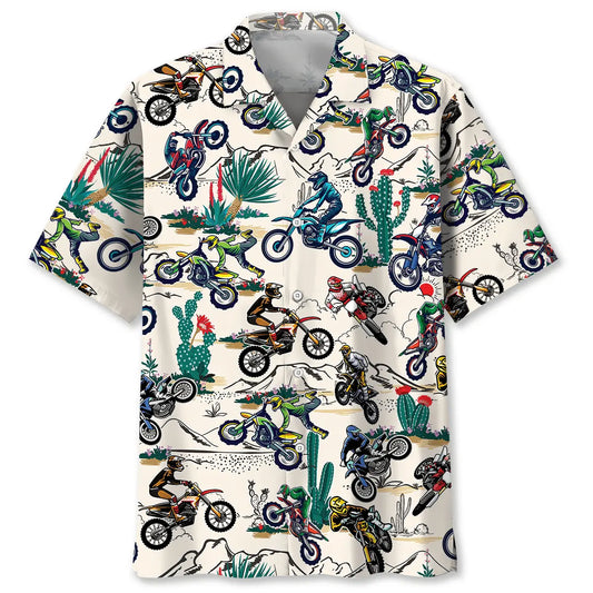 Desert Dirt Bike Racing Hawaiian Shirt For Beach Days, Summer Outings, And Thoughtful Gift Giving