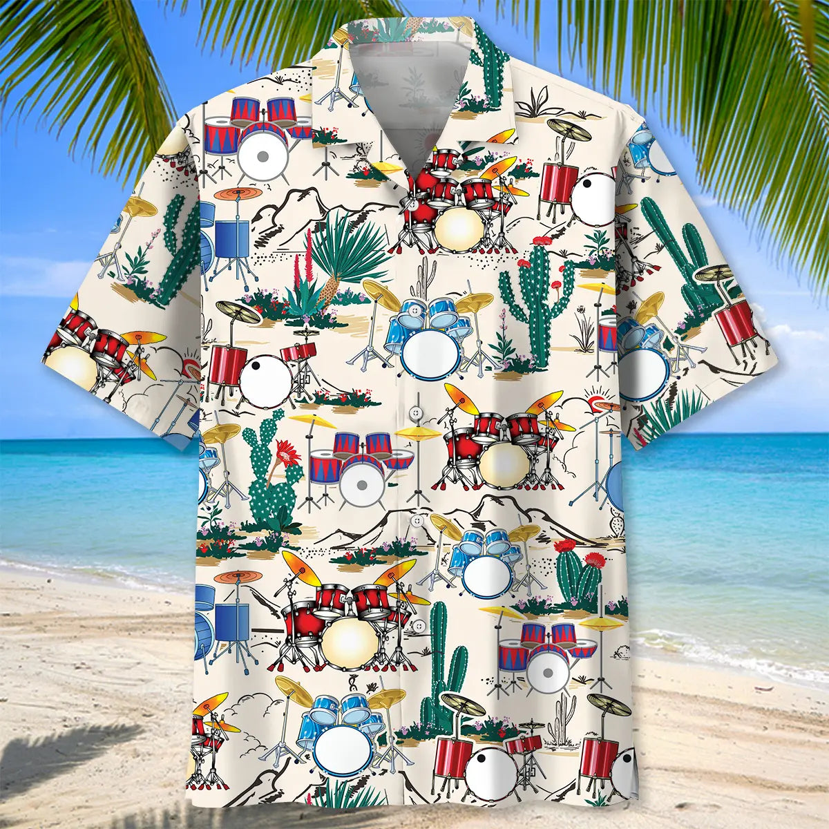 Desert Drum Hawaiian Shirt For Coastal Travel, Casual Events, And Comfortable Summer Wear