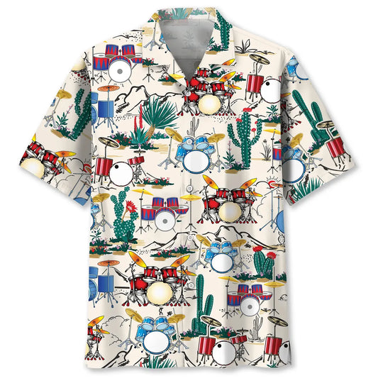 Desert Drum Hawaiian Shirt For Coastal Travel, Casual Events, And Comfortable Summer Wear