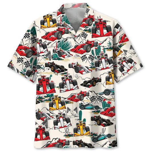 Desert Open Wheel Racing Car Hawaiian Shirt For Racing Fans, Summer Outings, And Relaxed Vacation Wear