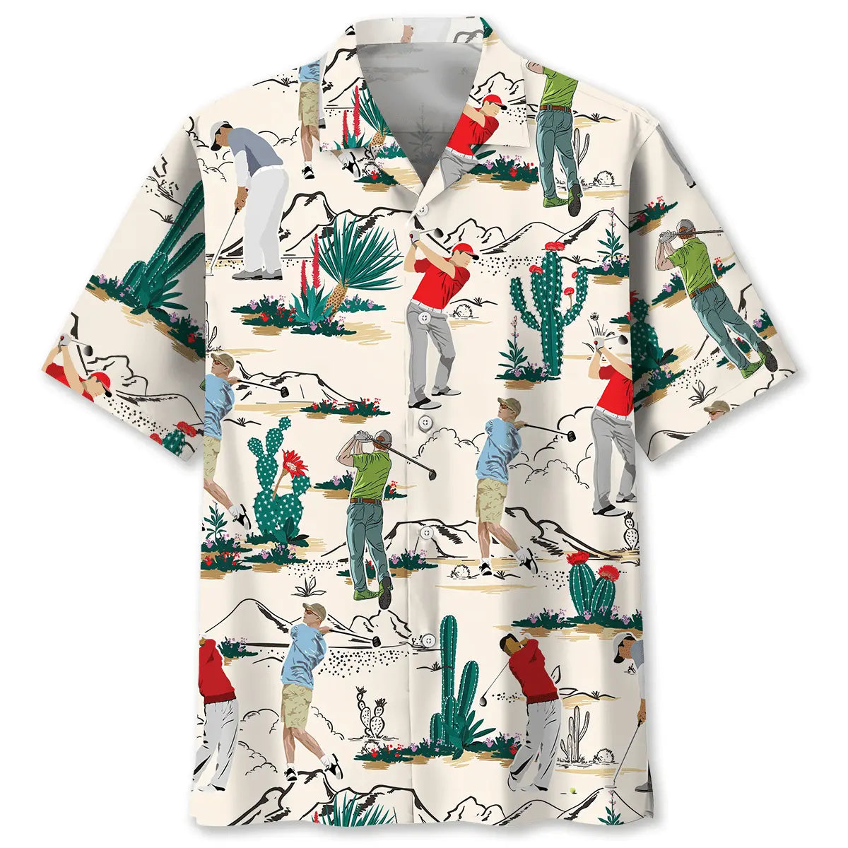 Desert Golf Hawaiian Shirt For Outdoor Adventures, Coastal Travel, And Comfortable Casual Style