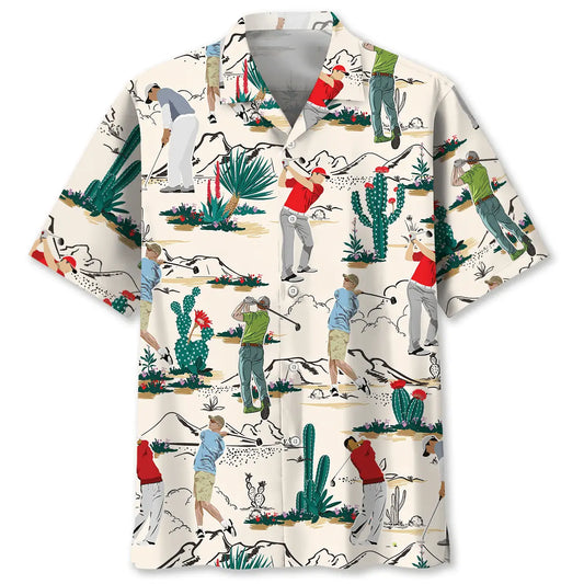 Desert Golf Hawaiian Shirt For Outdoor Adventures, Coastal Travel, And Comfortable Casual Style