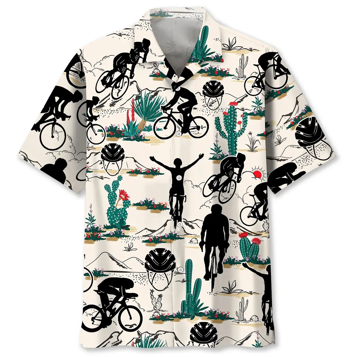 Desert Gravel Cycling Hawaiian Shirt For Outdoor Adventures, Coastal Travel, And Comfortable Casual Style