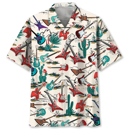 Desert Guitar Hawaiian Shirt For Creative Performers, Coastal Trips, And Casual Everyday Wear