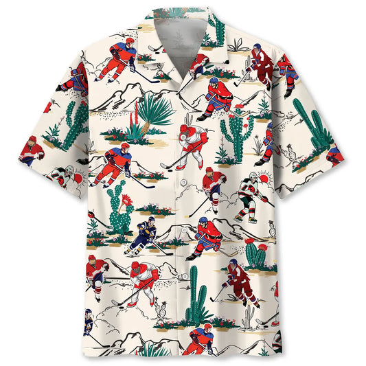 Desert Hockey Hawaiian Shirt For Beach Days, Summer Outings, And Thoughtful Gift Giving
