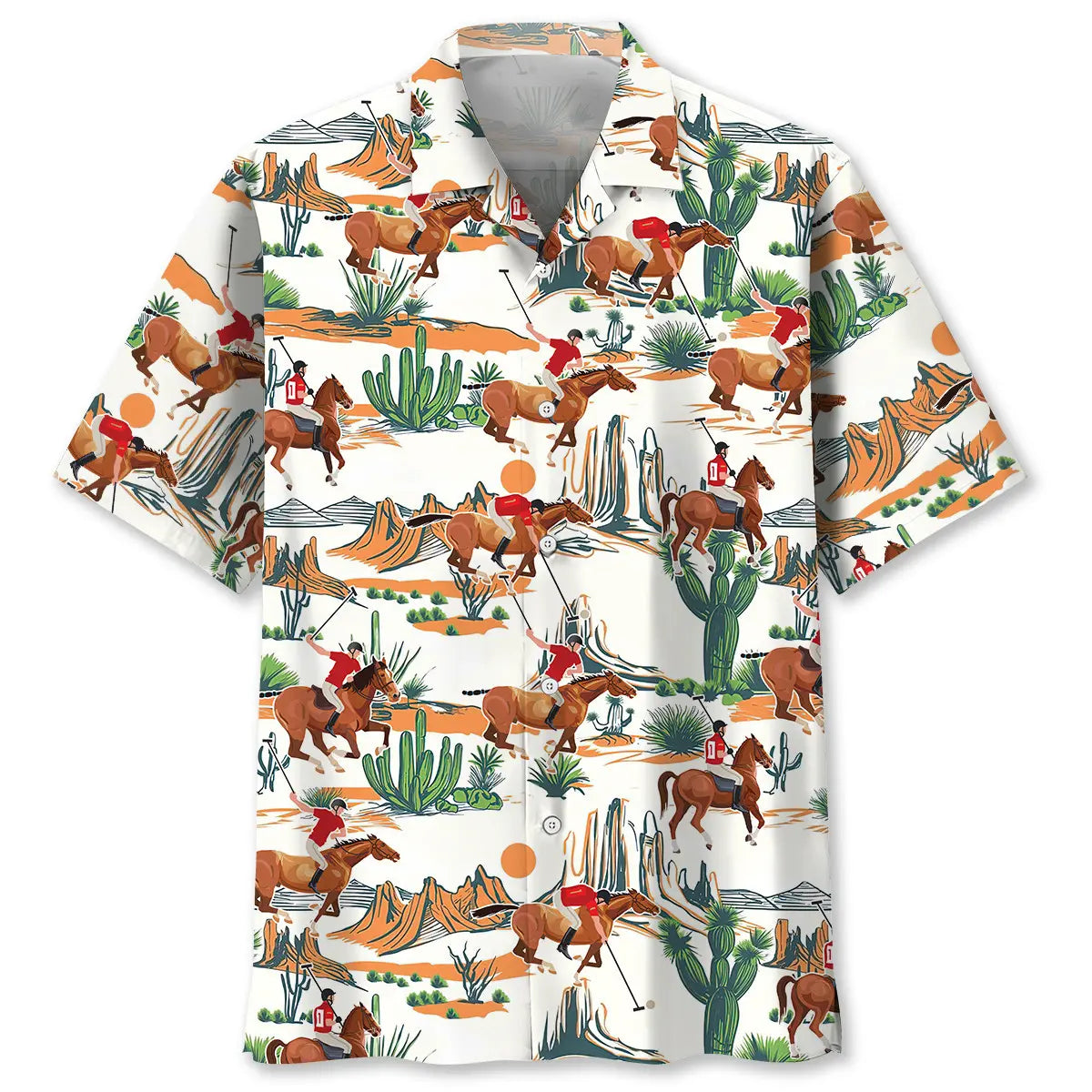 Desert Horse Polo Sport Hawaiian Shirt For Tropical Holidays, Outdoor Gatherings, And Everyday Comfort