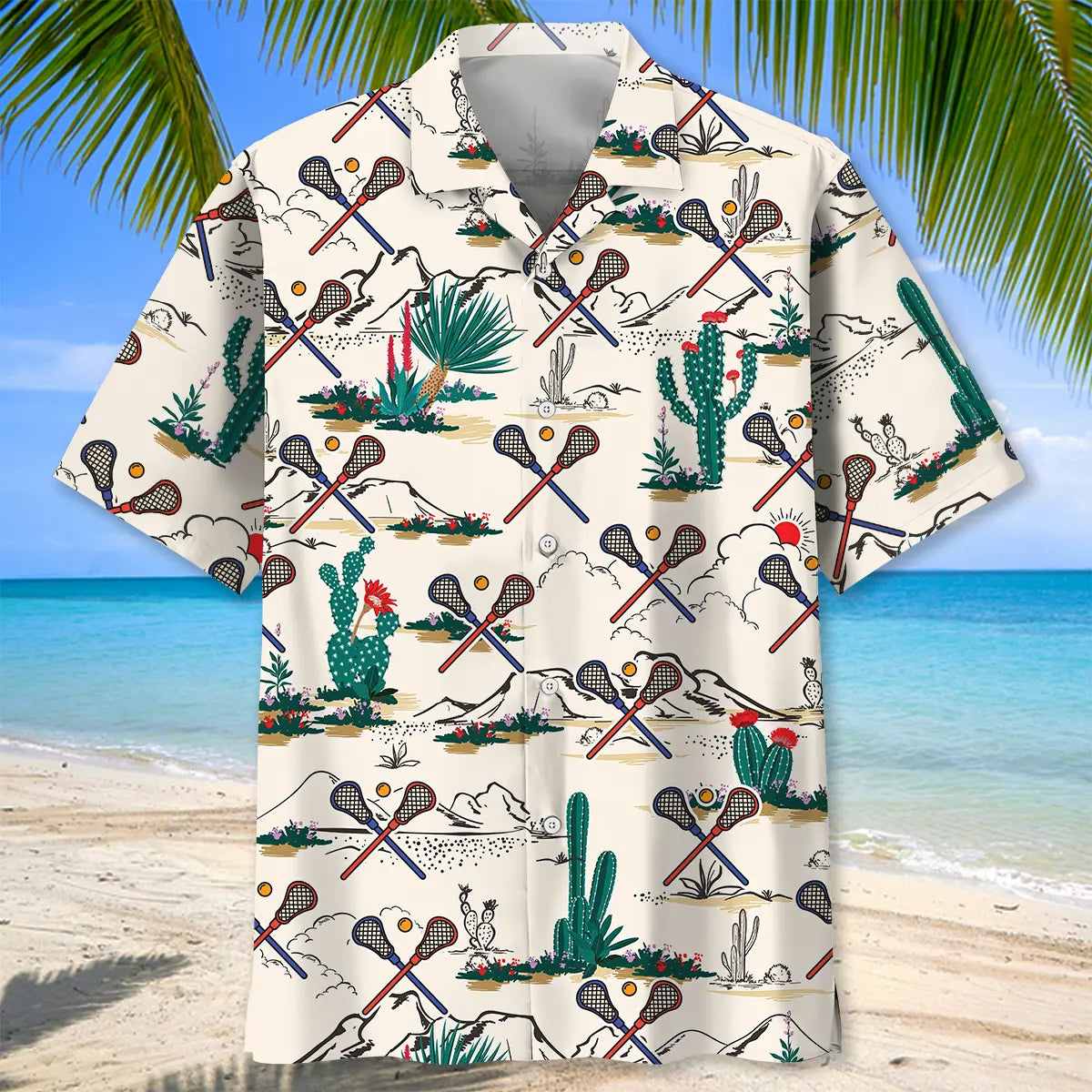 Desert Lacrosse Hawaiian Shirt For Coastal Travel, Casual Events, And Comfortable Summer Wear