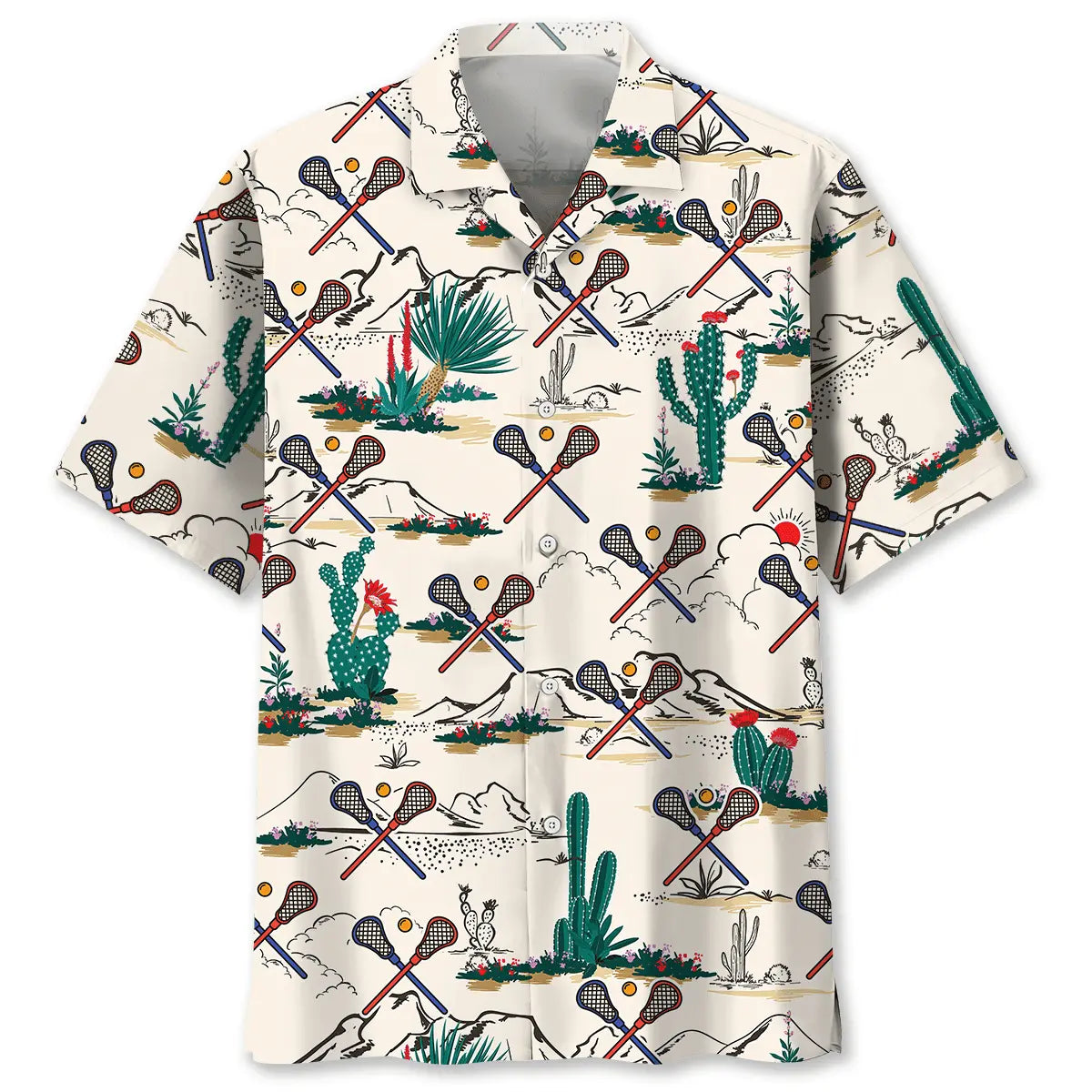 Desert Lacrosse Hawaiian Shirt For Coastal Travel, Casual Events, And Comfortable Summer Wear