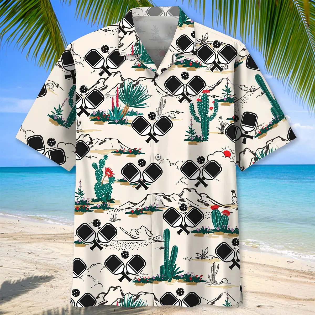 Desert Pickleball Hawaiian Shirt For Island Vacations, Resort Wear, And Relaxed Seasonal Style