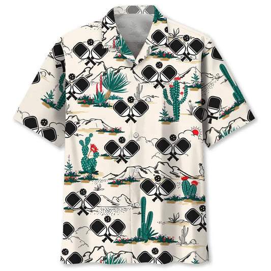 Desert Pickleball Hawaiian Shirt For Island Vacations, Resort Wear, And Relaxed Seasonal Style