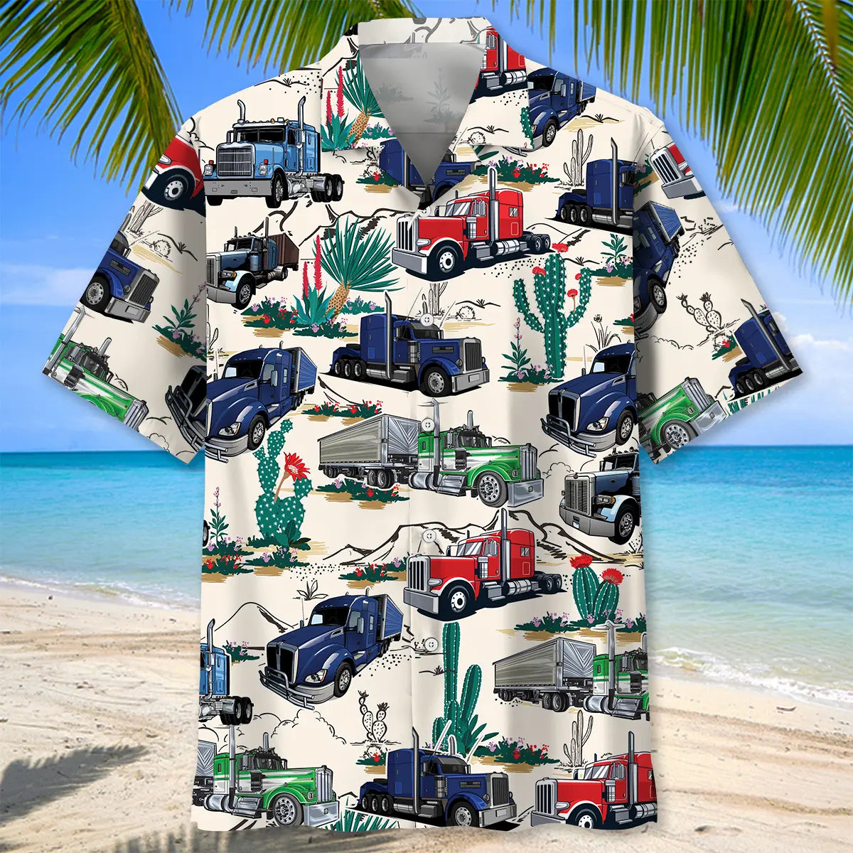 Desert Semi Truck Hawaiian Shirt For Beach Days, Summer Outings, And Thoughtful Gift Giving