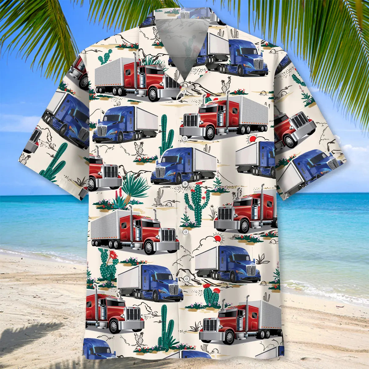 Desert Trucker Hawaiian Shirt For Poolside Gathering And Coastal Casual Wear