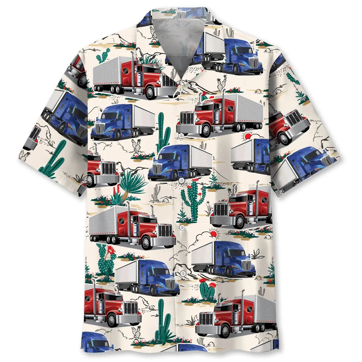 Desert Trucker Hawaiian Shirt For Poolside Gathering, Cruise Journey, And Relaxed Resort Style