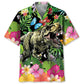 Dinosaur Tropical Flowers Hawaiian Shirt For Beach Party, Family Vacation, And Relaxed Summer Style