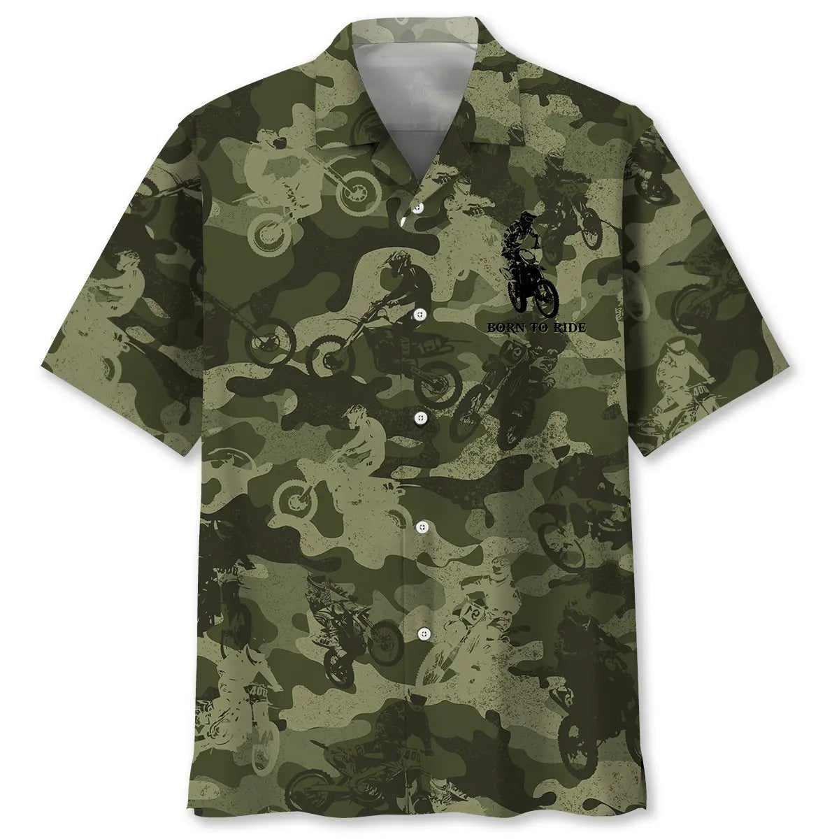 Dirt Bike Camouflage Hawaiian Shirt For Beach Days, Summer Outings, And Thoughtful Gift Giving