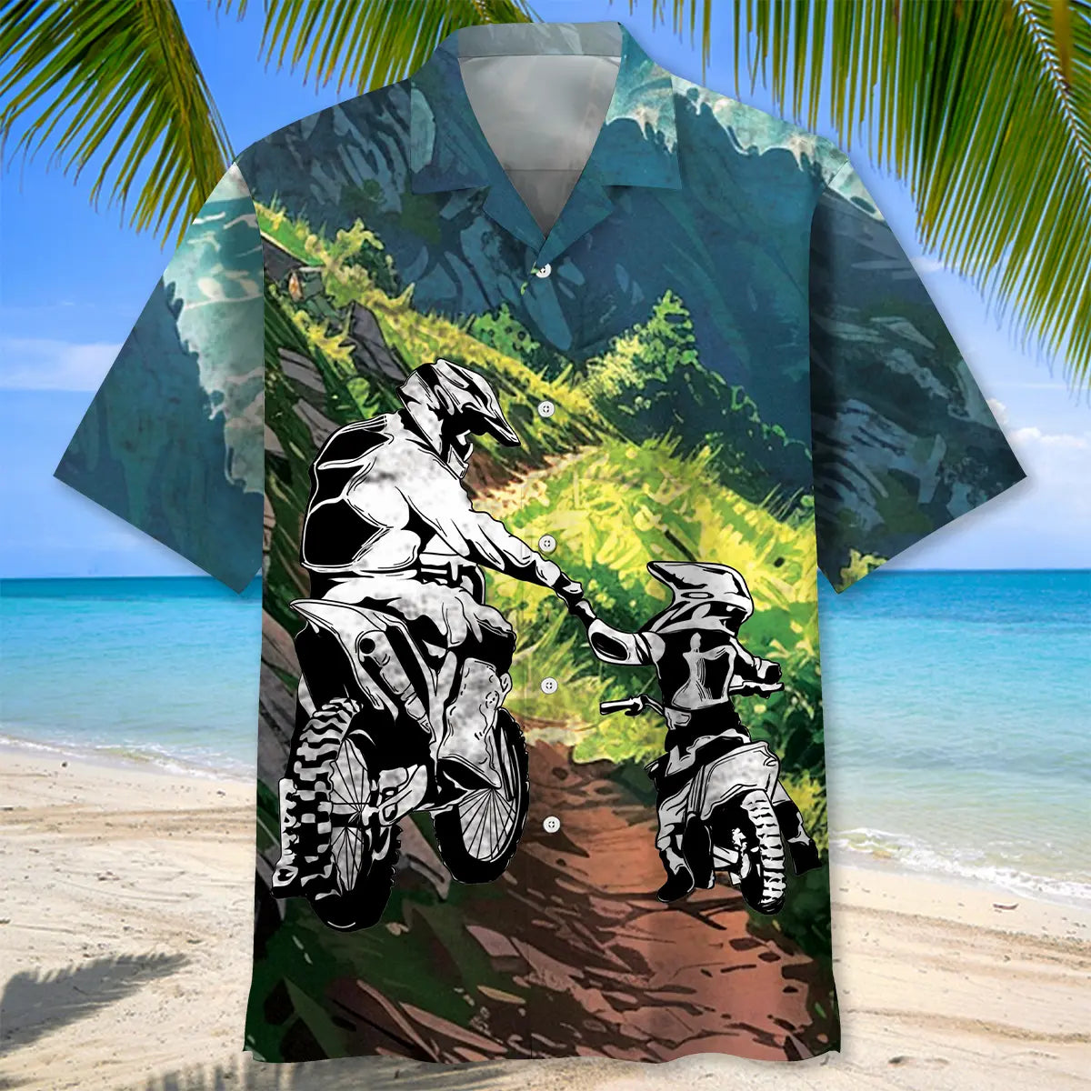 Dirt Bike Dad And Son Hawaiian Shirt For Island Getaway And Casual Wear