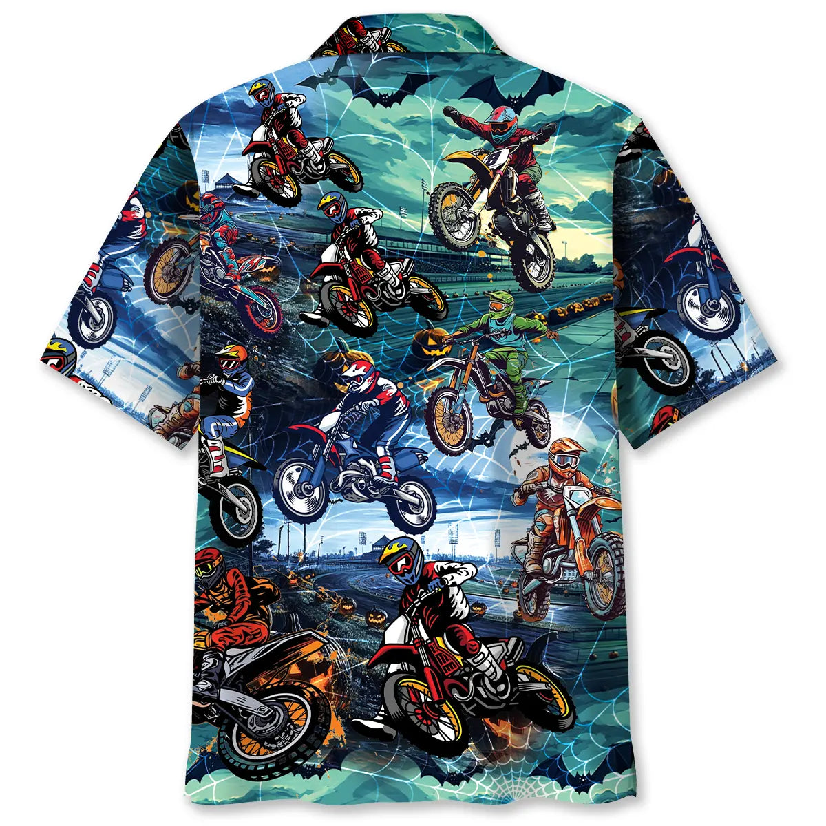 Halloween Dirt Bike Race Track Hawaiian Shirt For Beach Days, Summer Outings, And Thoughtful Gift Giving