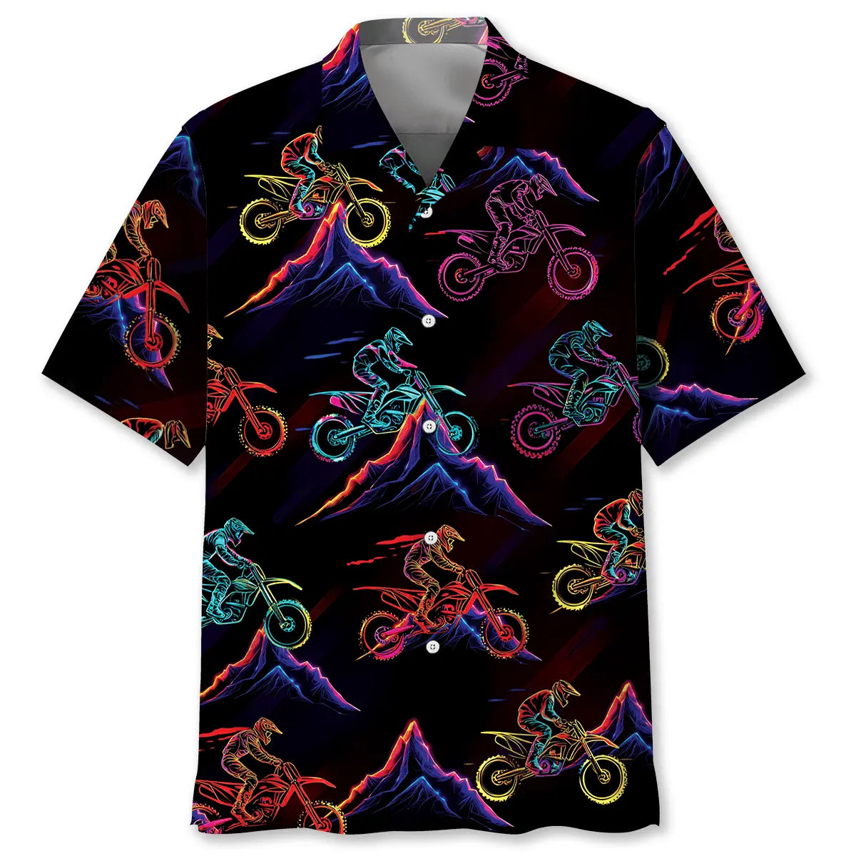 Hawaiian Shirt / Adults / S Dirt Bike Mountain Neon Hawaiian Shirt