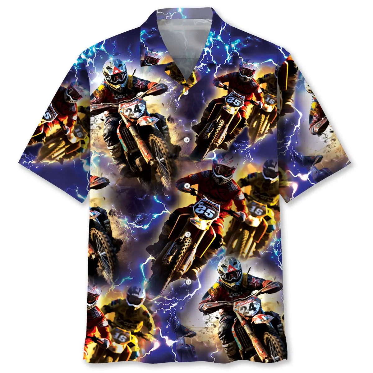 Dirt Bike Racing Hawaiian Shirt For Summer Vacation, Beach Travel, And Casual Wear