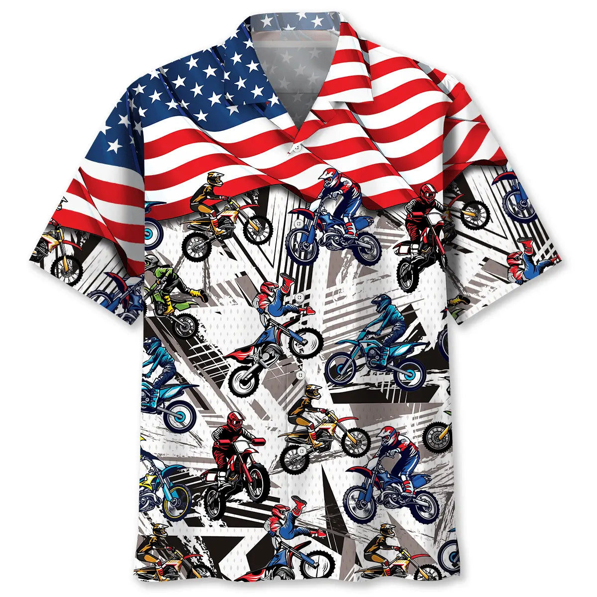 Dirt Bike Racing Hawaiian Shirt For Road Trip Adventures, Resort Days, And Comfortable Everyday Wear