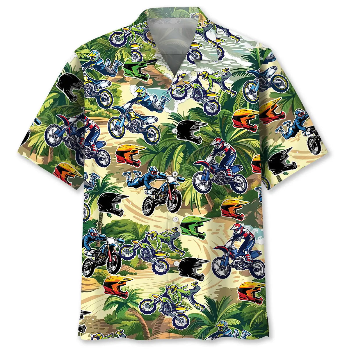Tropical Dirt Bike Terrain Hawaiian Shirt For Island Getaways, Outdoor Gatherings, And Comfortable Summer Wear