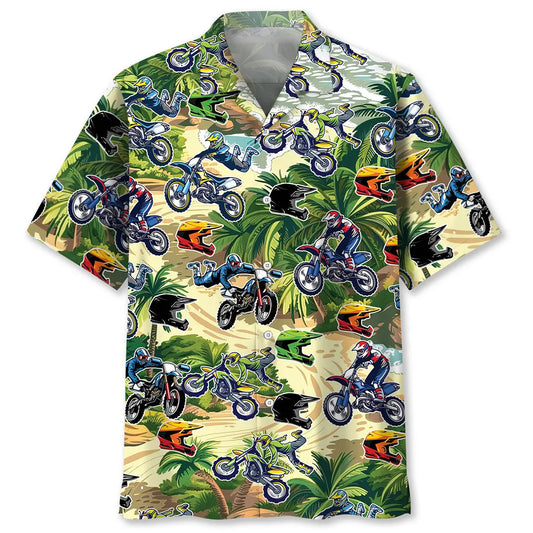 Tropical Dirt Bike Terrain Hawaiian Shirt For Island Getaways, Outdoor Gatherings, And Comfortable Summer Wear