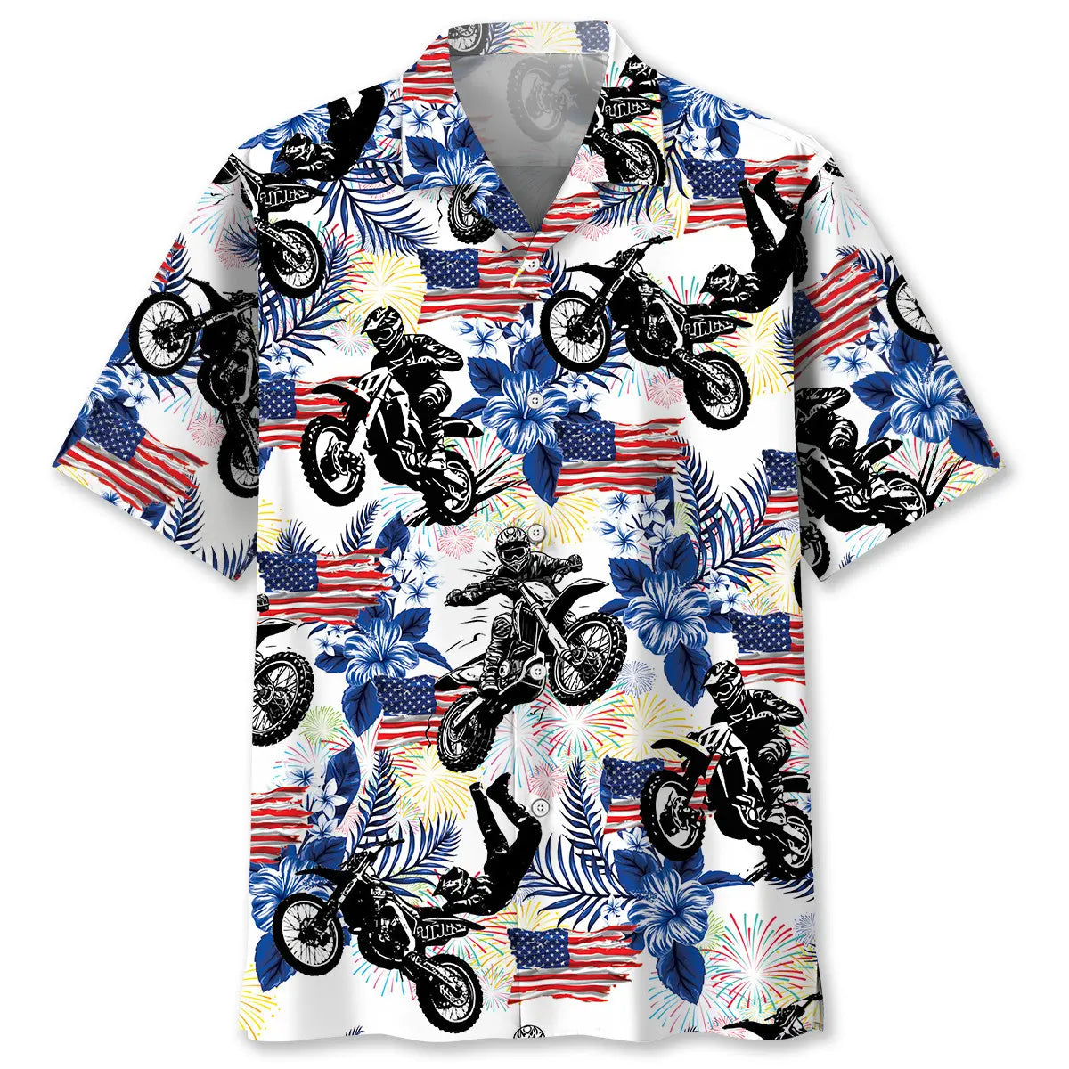 Dirt Bike USA Hawaiian Shirt For Island Getaway And Casual Wear