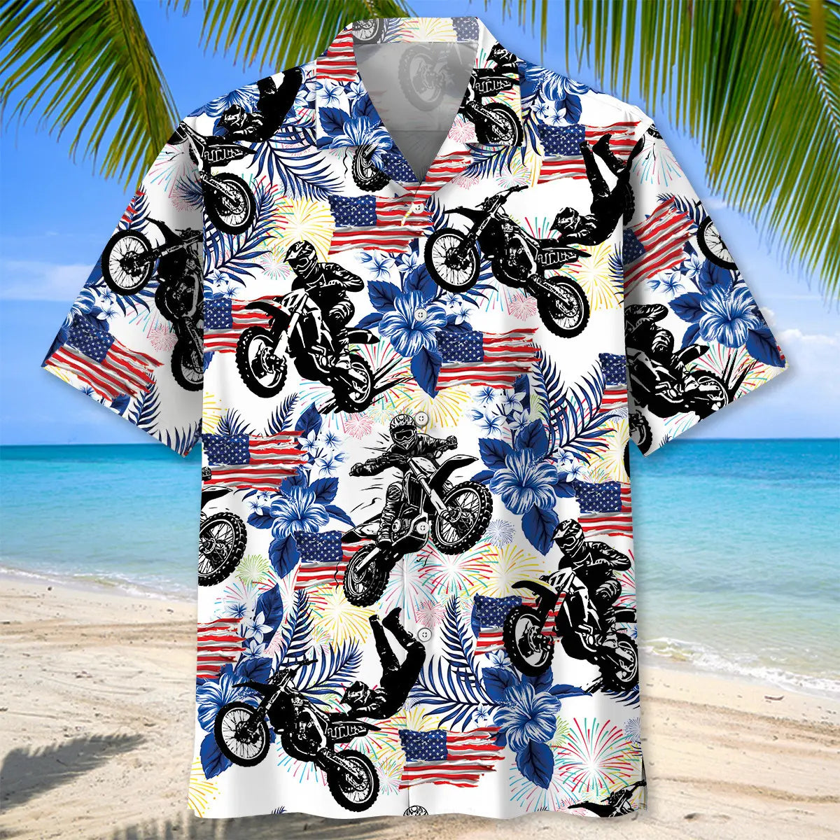 Dirt Bike USA Hawaiian Shirt For Casual Weekend, Resort Holiday, And Outdoor Comfort