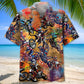 Dirt Bike Vintage Art Pocket Hawaiian Shirt For Beach Travel, Vacation Cruise, And Summer Event Style