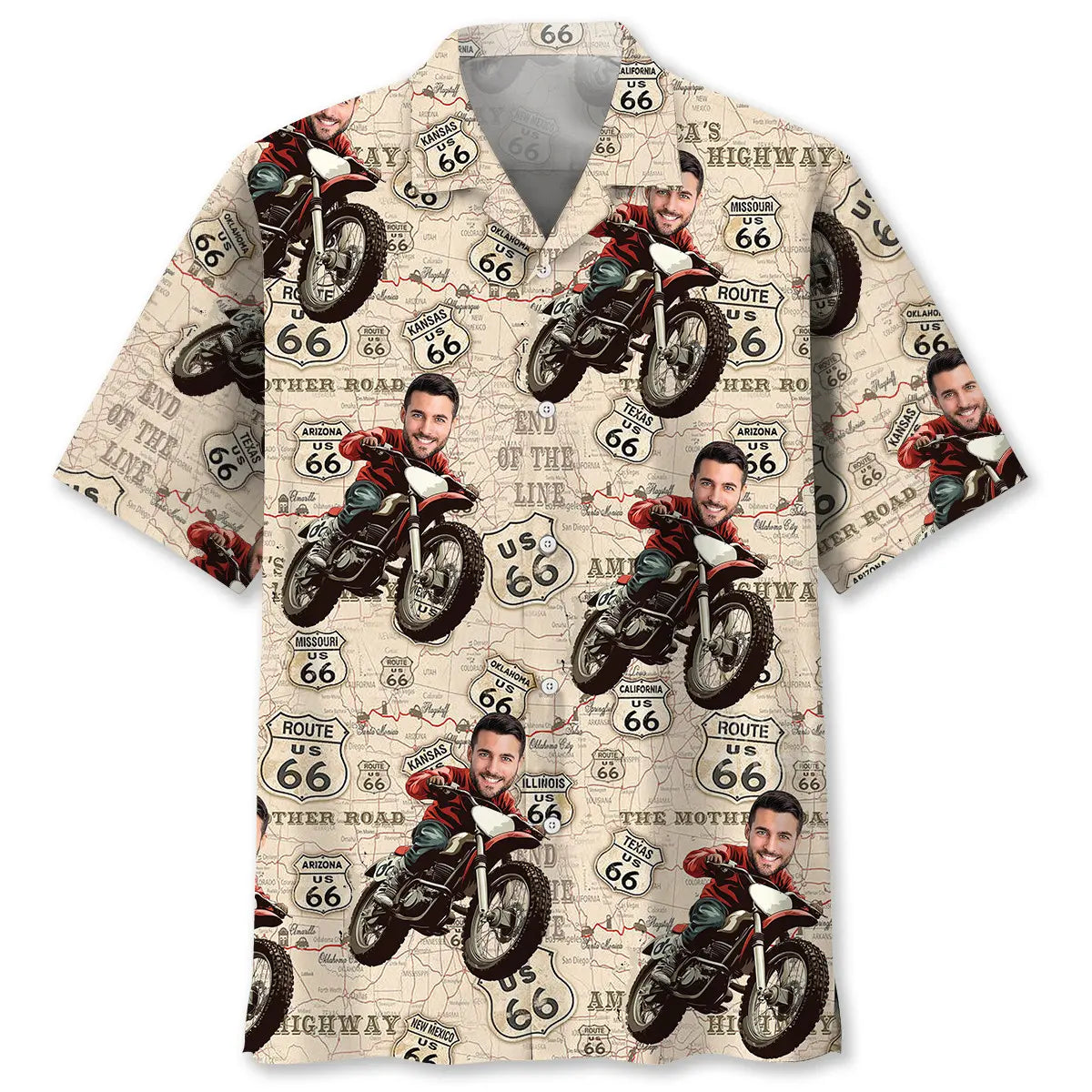 Dirt Bike Vintage Custom Photo Hawaiian Shirt
